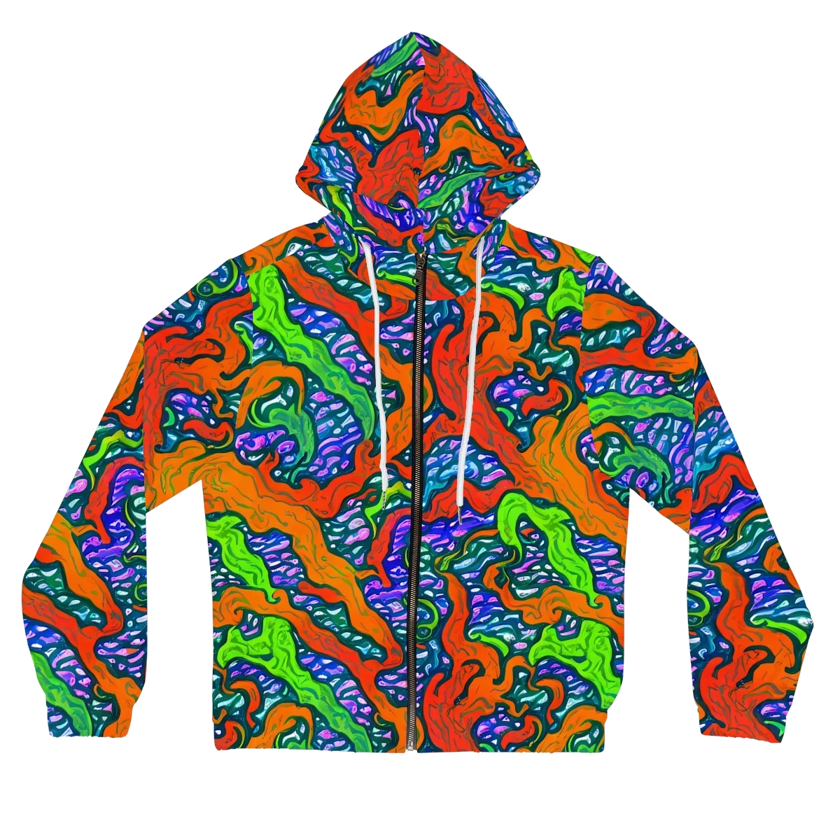 Cyber Tides on Women's Full-Zip Hoodie — Front