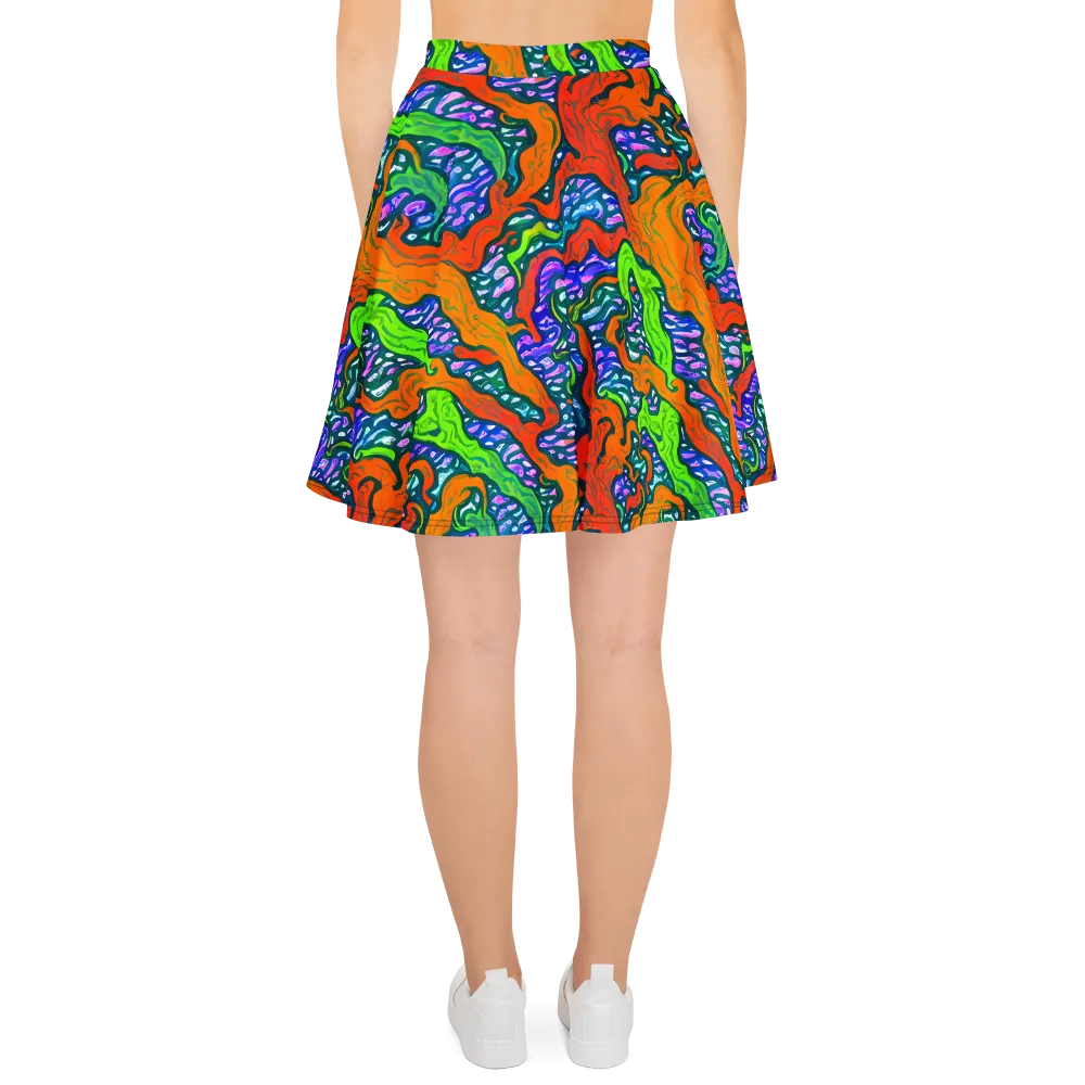 Cyber Tides on Skater Skirt — Back