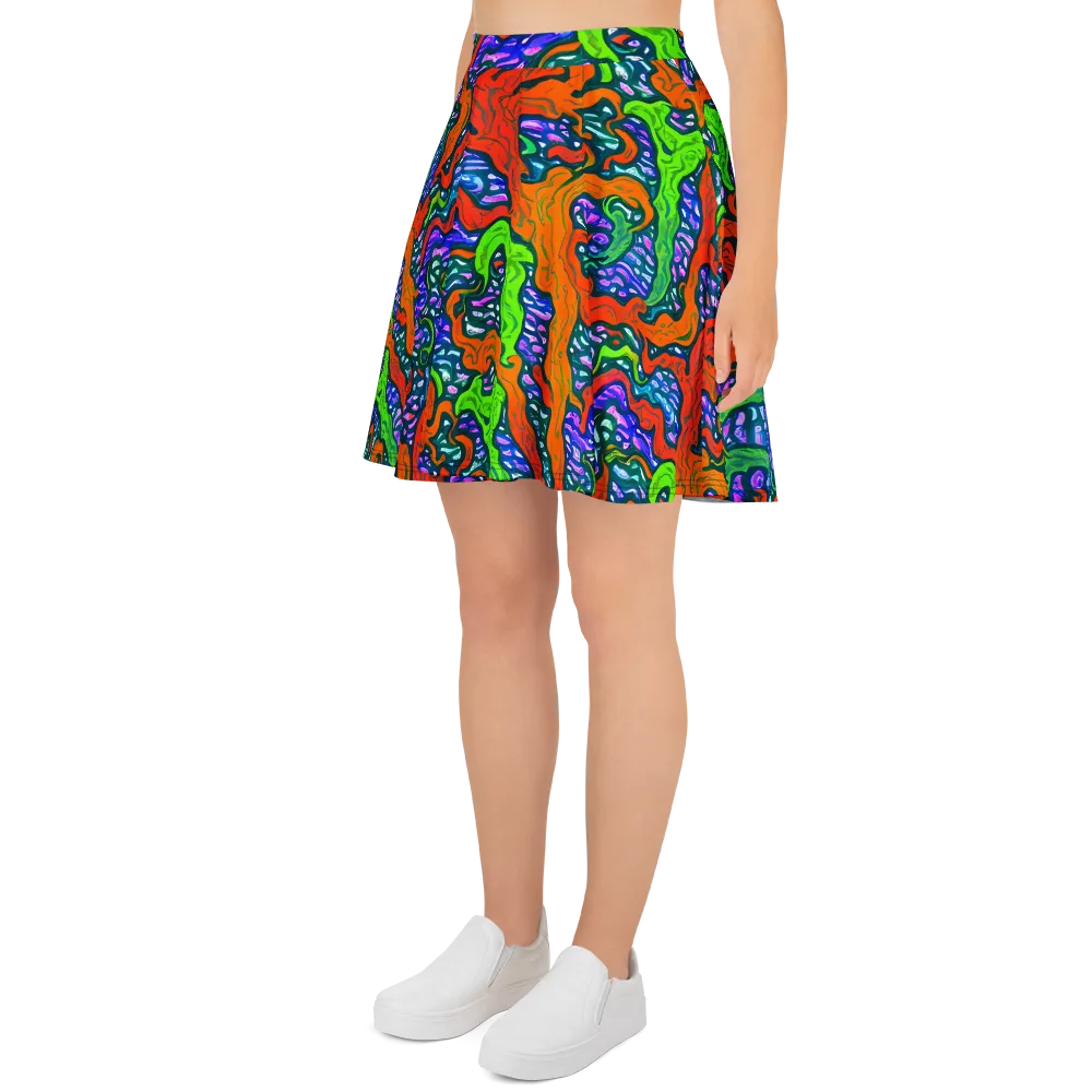Cyber Tides on Skater Skirt — Left