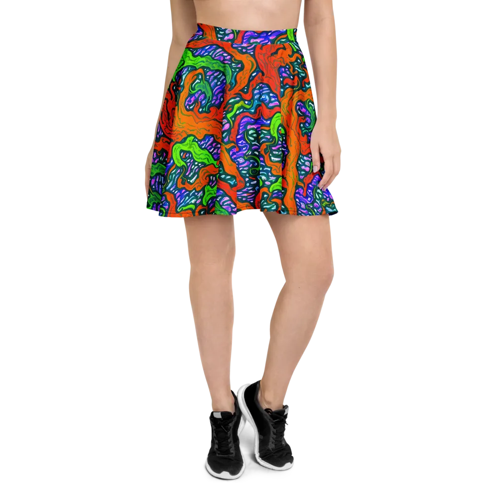Cyber Tides on Skater Skirt — Front