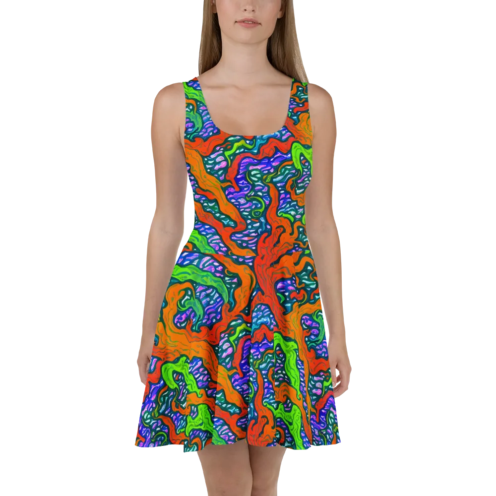 Cyber Tides on Skater Dress — Front
