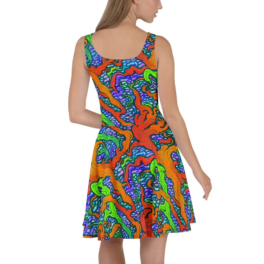 Cyber Tides on Skater Dress — Back