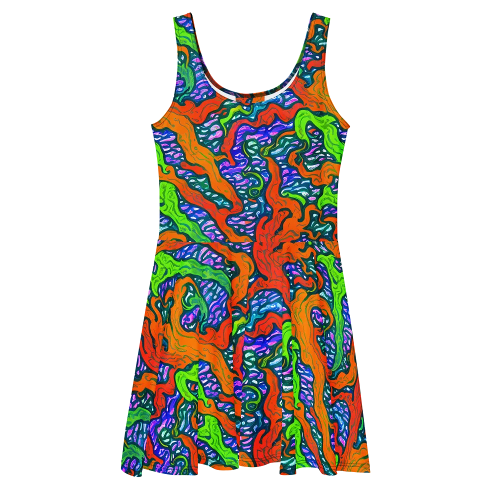 Cyber Tides on Skater Dress — Front