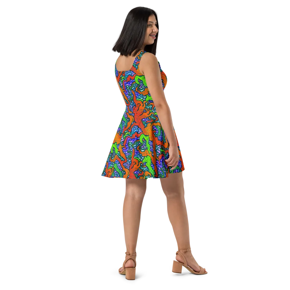 Cyber Tides on Skater Dress — Right