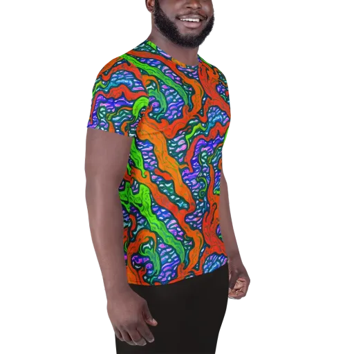 Cyber Tides on a Men's Athletic T-Shirt