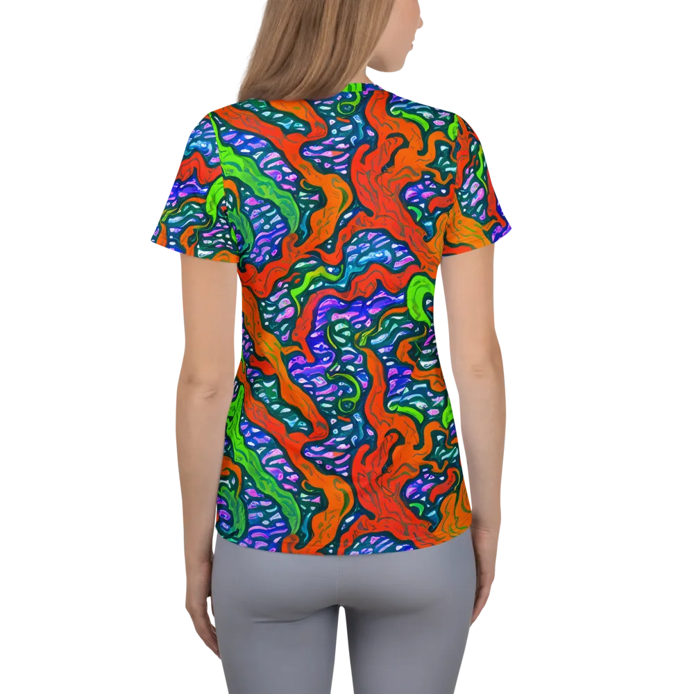 Cyber Tides on Women's Athletic T-Shirt — Back