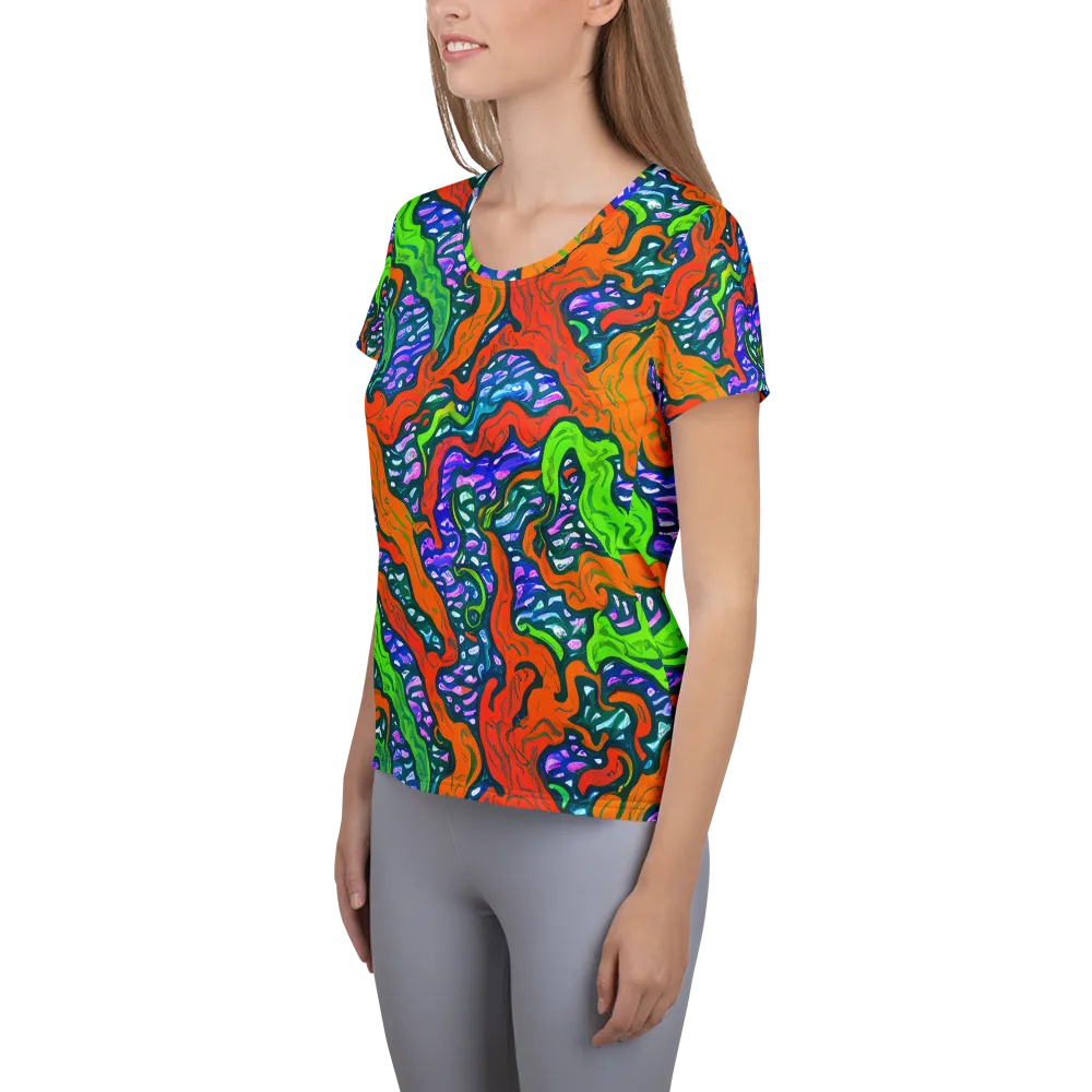 Cyber Tides on Women's Athletic T-Shirt — Left