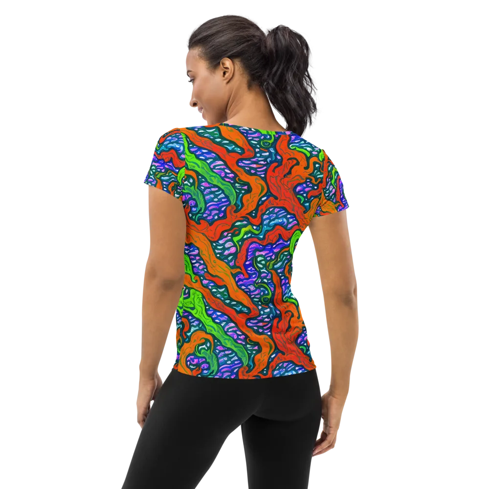 Cyber Tides on Women's Athletic T-Shirt — Back