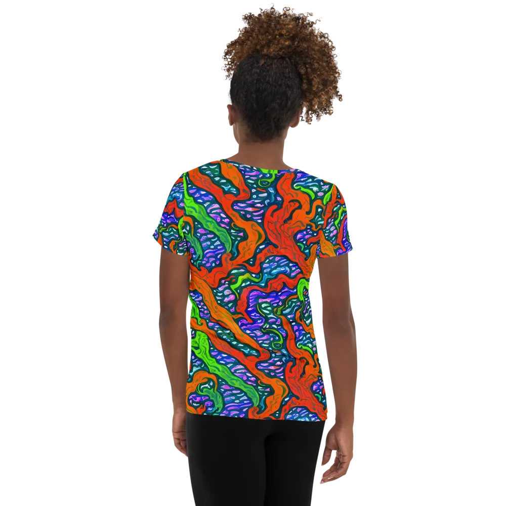 Cyber Tides on Women's Athletic T-Shirt — Back