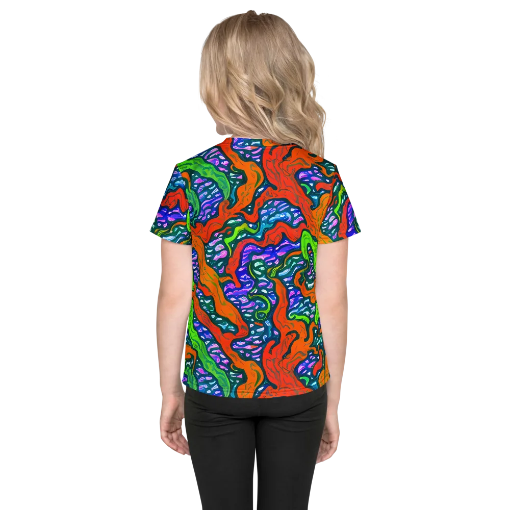 Cyber Tides on Kids Crew Neck T-Shirt — Back