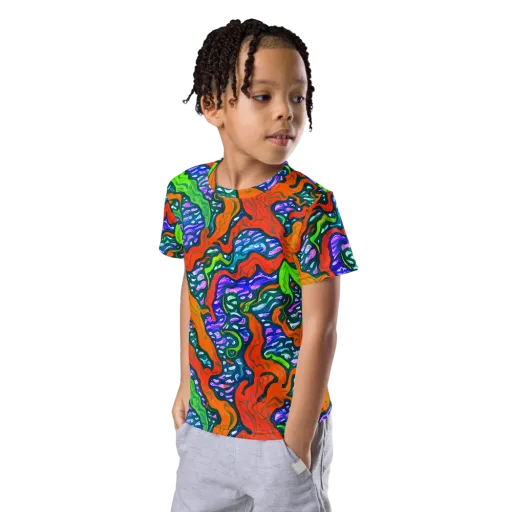 Cyber Tides on a Kids Crew Neck T-Shirt
