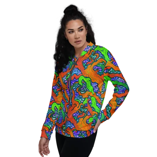 Cyber Tides on a Bomber Jacket