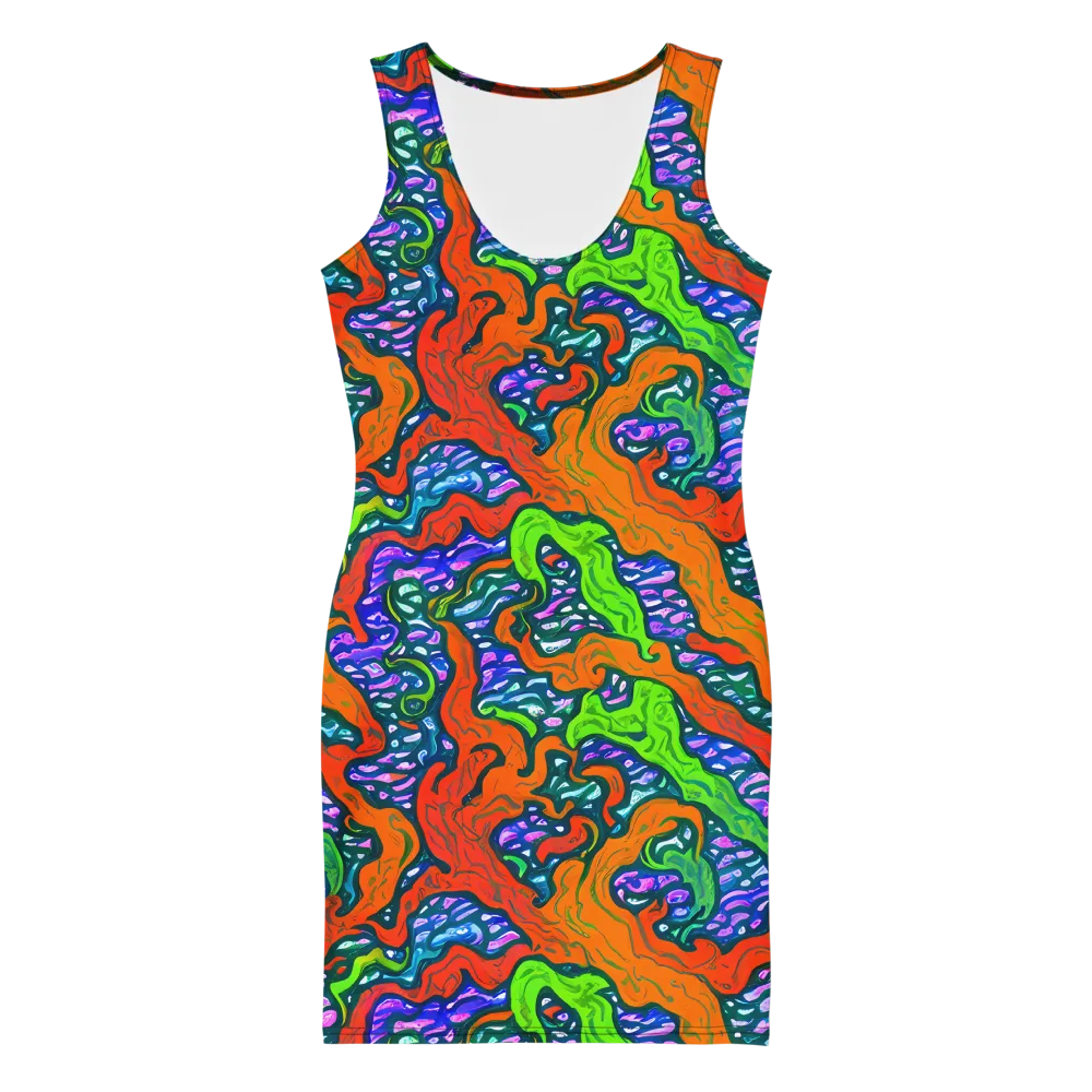 Cyber Tides on Bodycon Dress — Front