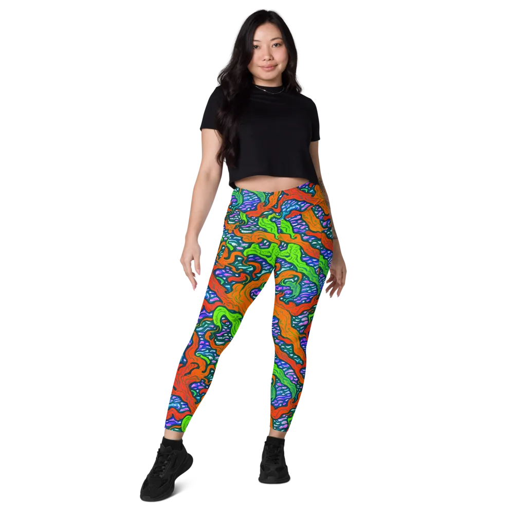 Cyber Tides on Leggings with Pockets — Front