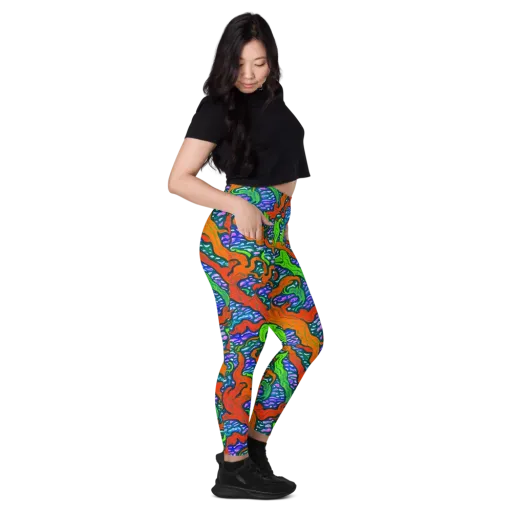 Cyber Tides on a Leggings with Pockets