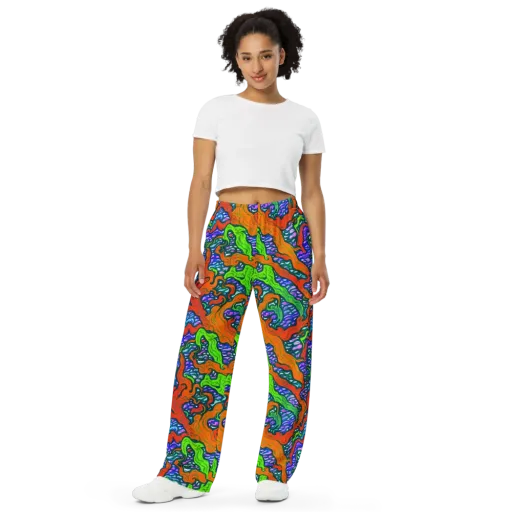 Cyber Tides on a Wide-Leg Pants