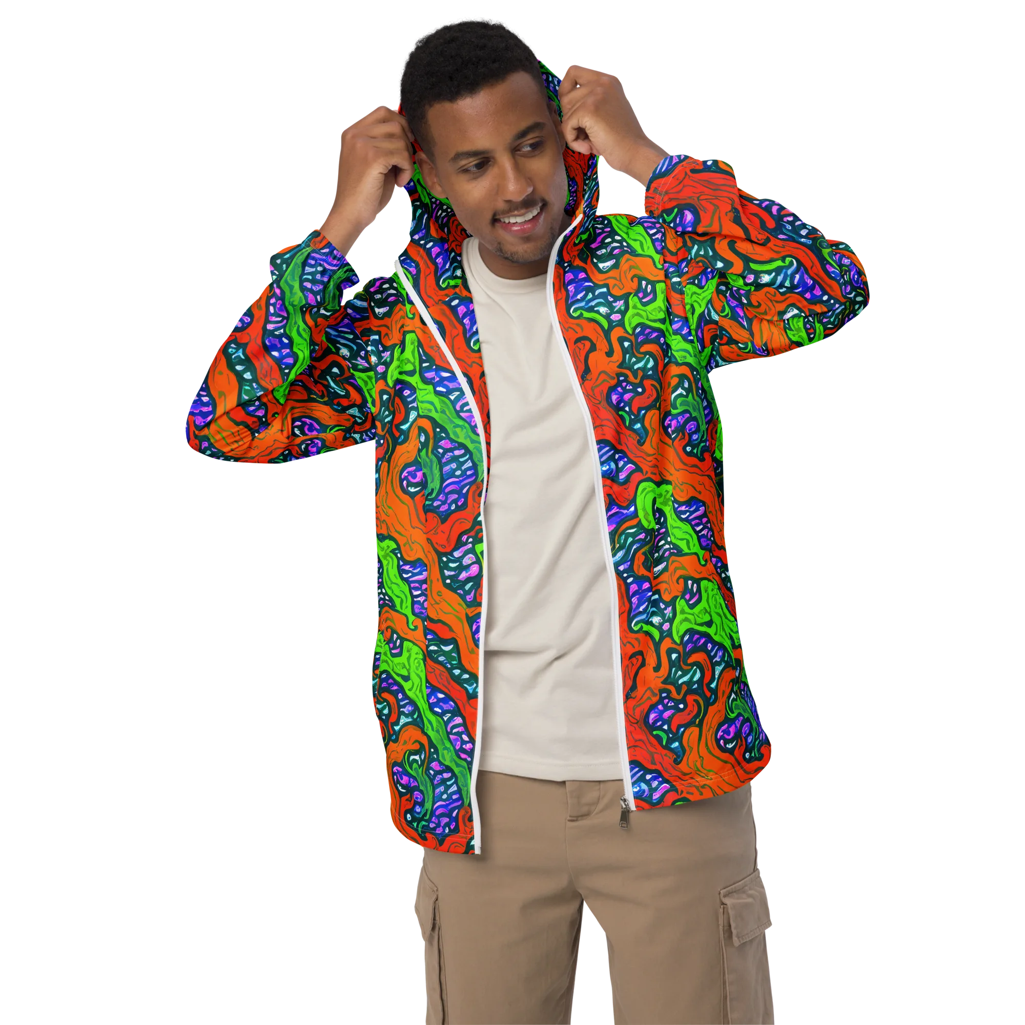 Cyber Tides on Men's Windbreaker — Front