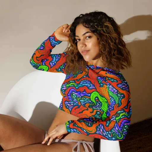 Cyber Tides on a Long Sleeve Crop Top