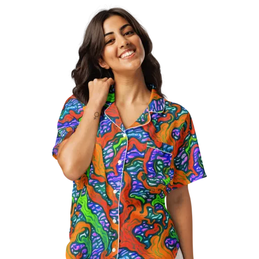 Cyber Tides on a Women's Short Sleeve Pajama Top