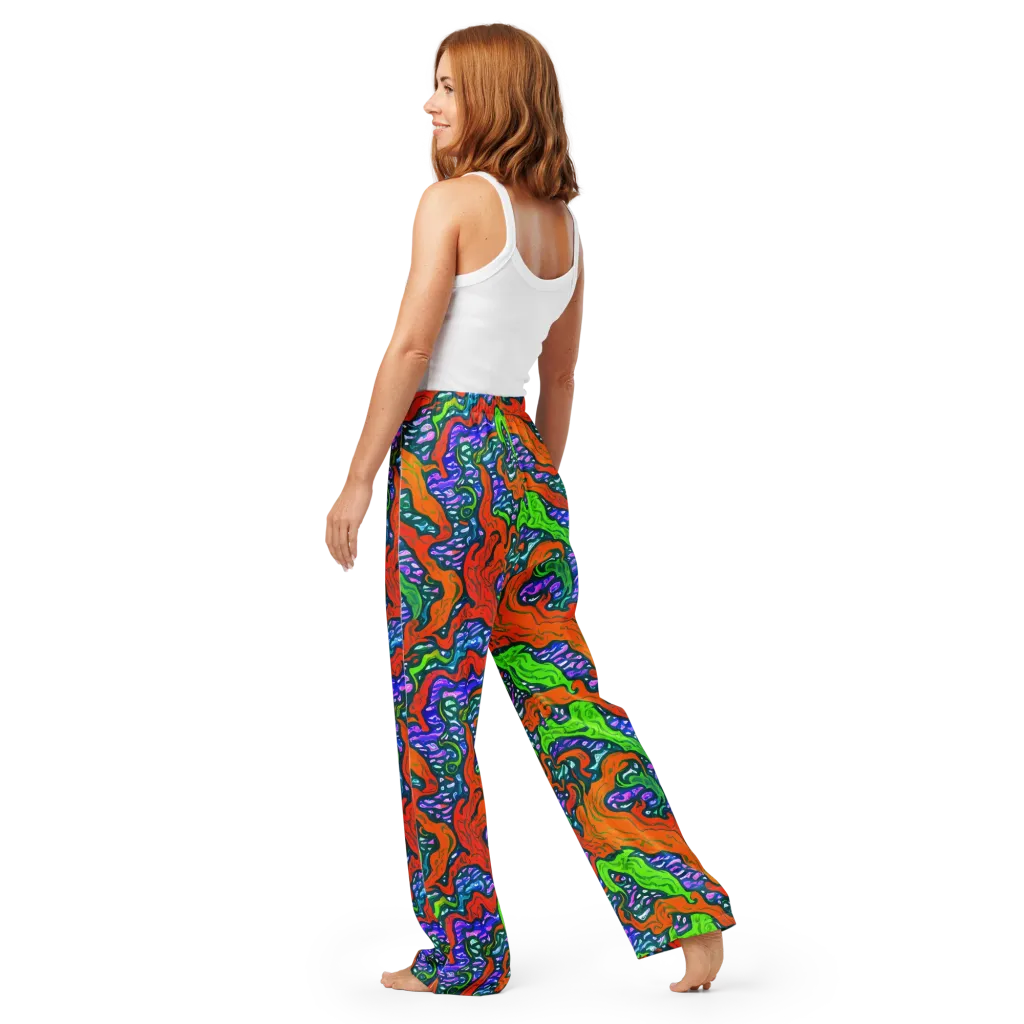 Cyber Tides on Women's Pajama Pants — Back