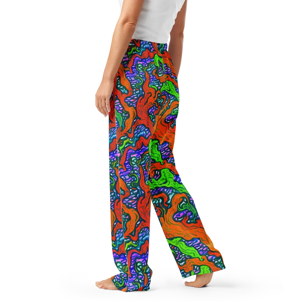 Cyber Tides on Women's Pajama Pants — Left