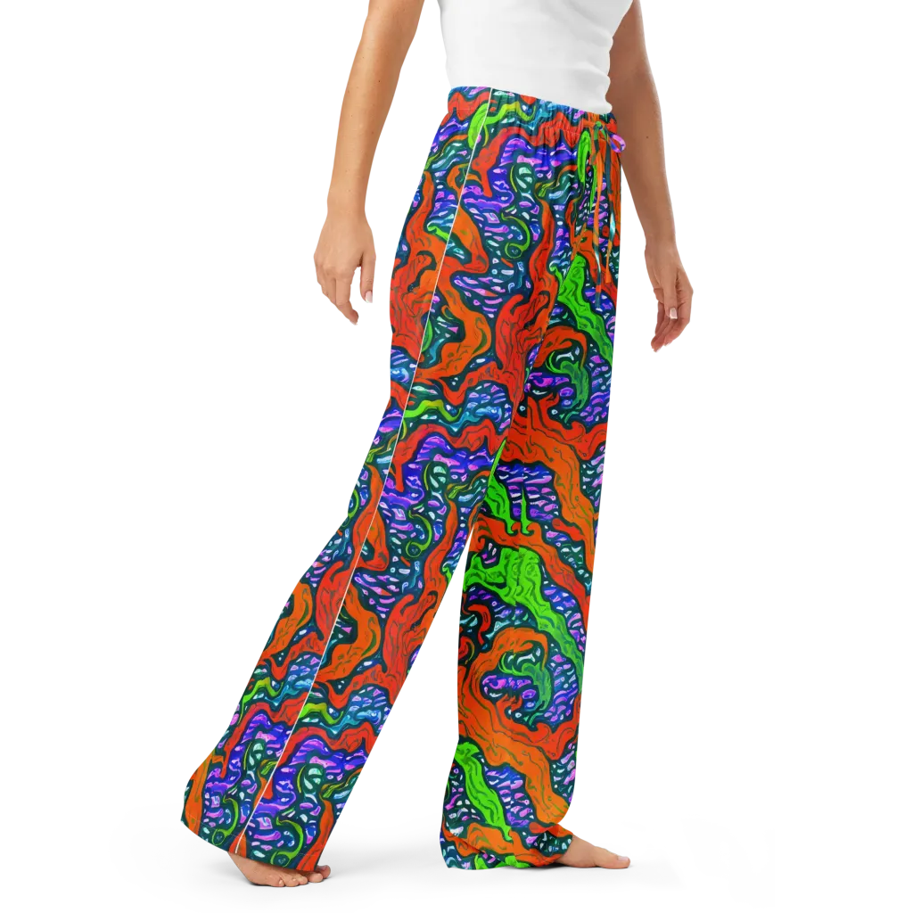 Cyber Tides on Women's Pajama Pants — Right Front