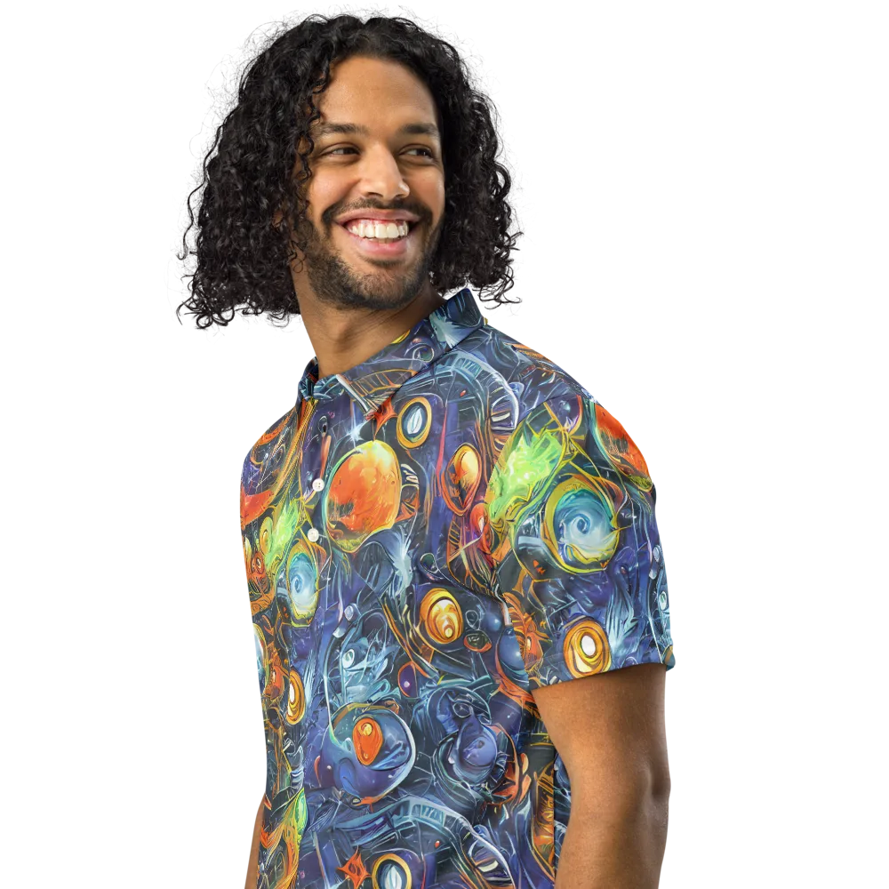 Bluefire Abyss on Men's Slim Fit Polo Shirt — Left Front