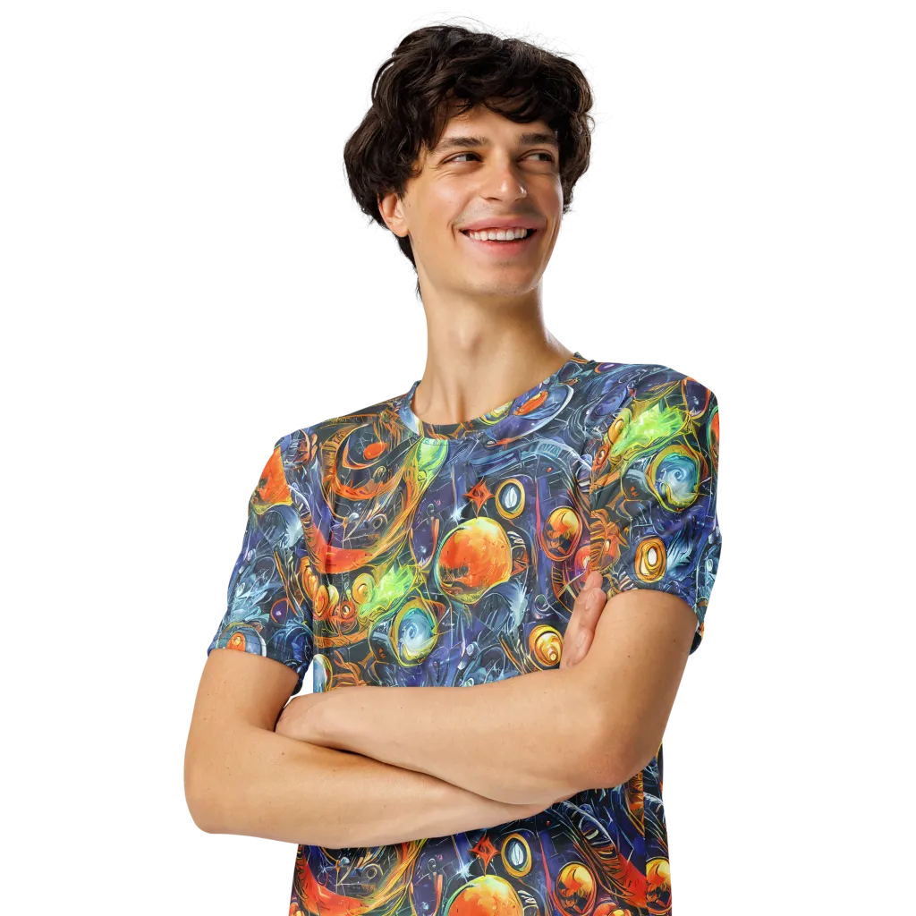 Bluefire Abyss on Men's Crew Neck T-Shirt — Left Front