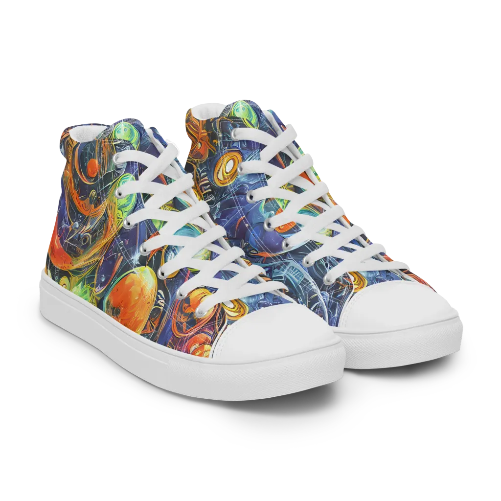 Bluefire Abyss on Men's High Top Canvas Shoes — Right Front