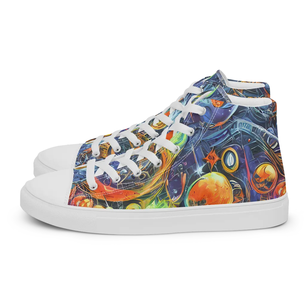 Bluefire Abyss on Men's High Top Canvas Shoes — Left