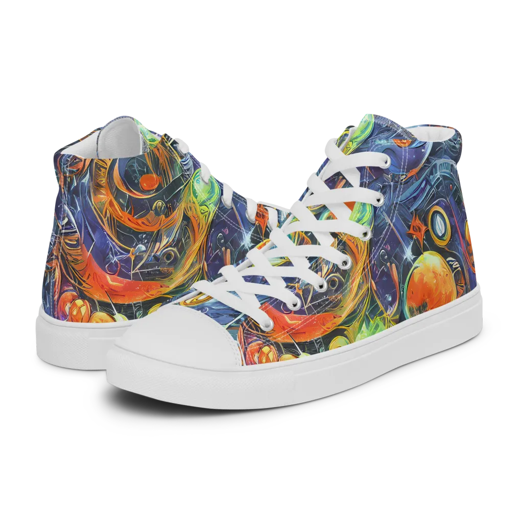 Bluefire Abyss on Men's High Top Canvas Shoes — Left