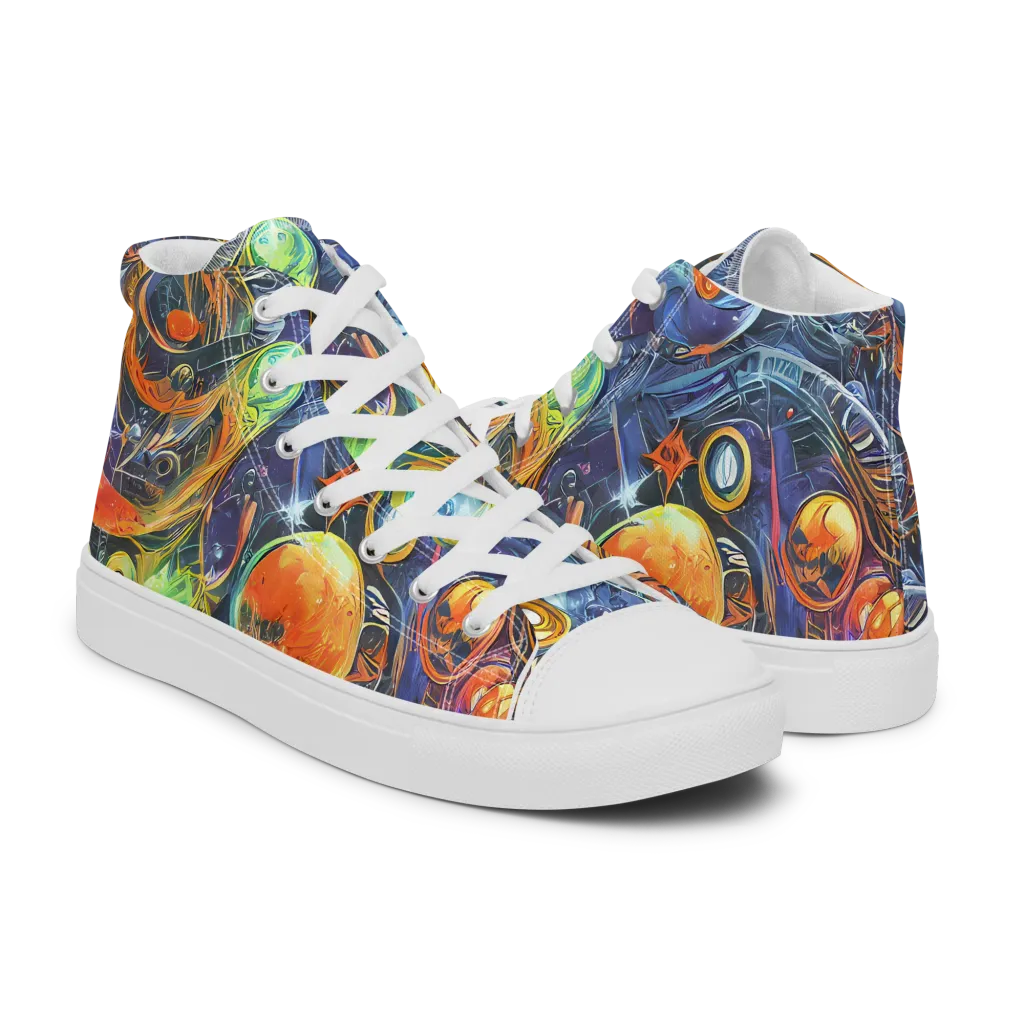 Bluefire Abyss on Men's High Top Canvas Shoes — Right