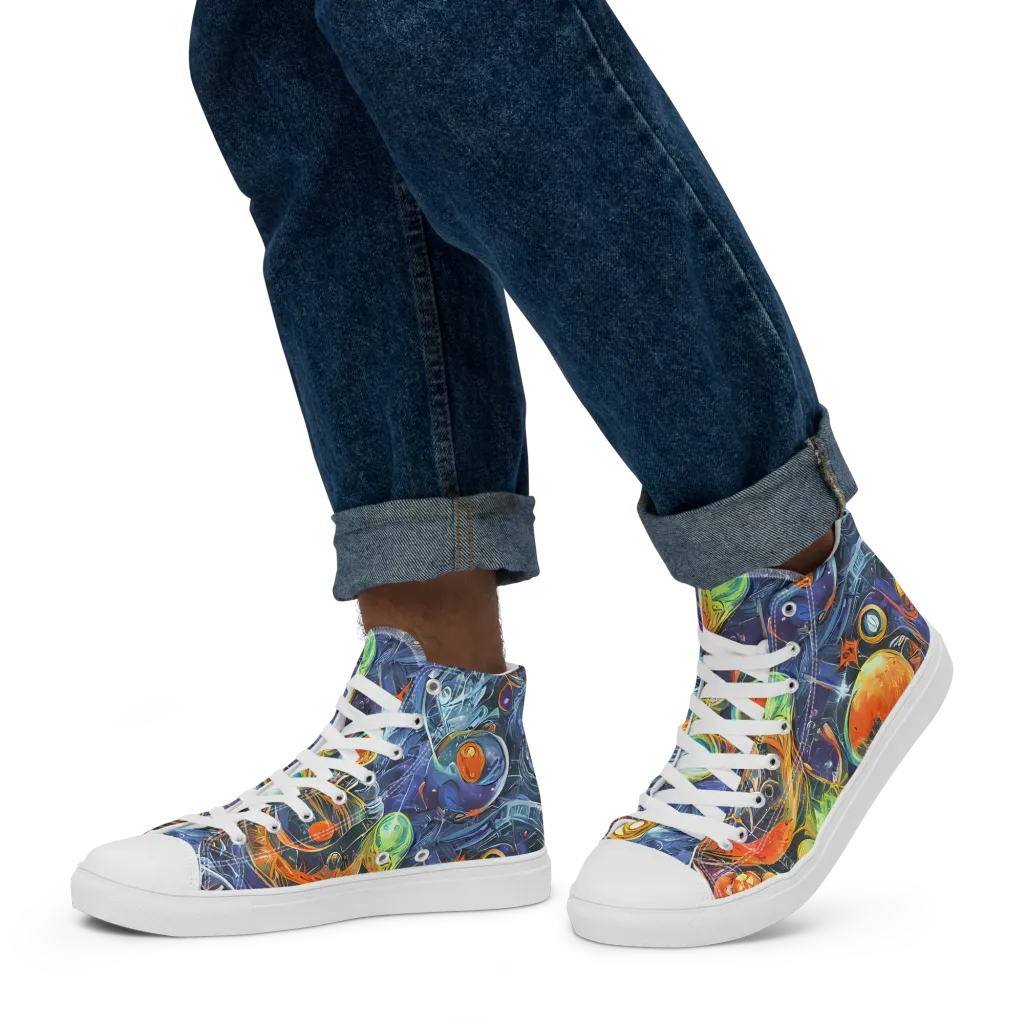 Bluefire Abyss on Men's High Top Canvas Shoes — Left