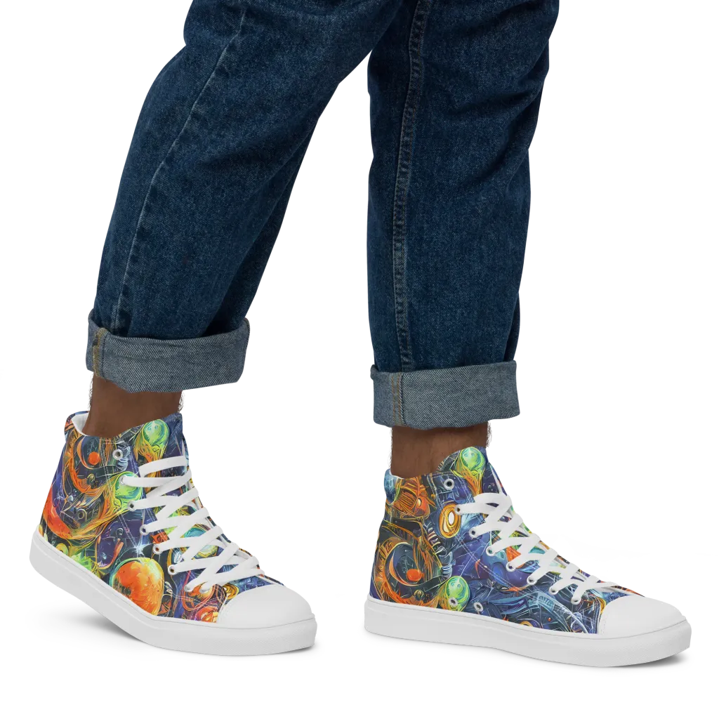 Bluefire Abyss on Men's High Top Canvas Shoes — Right