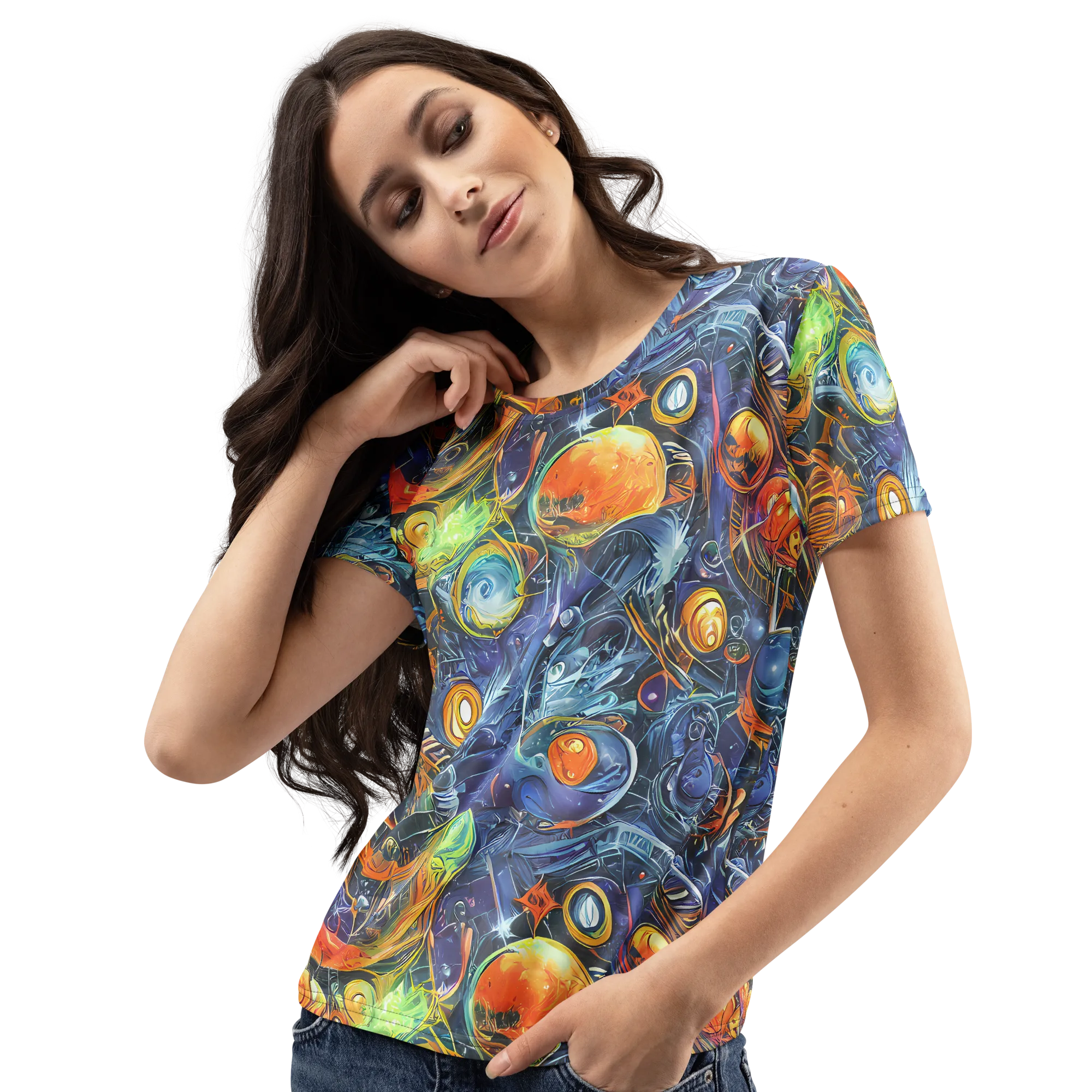 Bluefire Abyss on Women's Crew Neck T-Shirt — Left Front