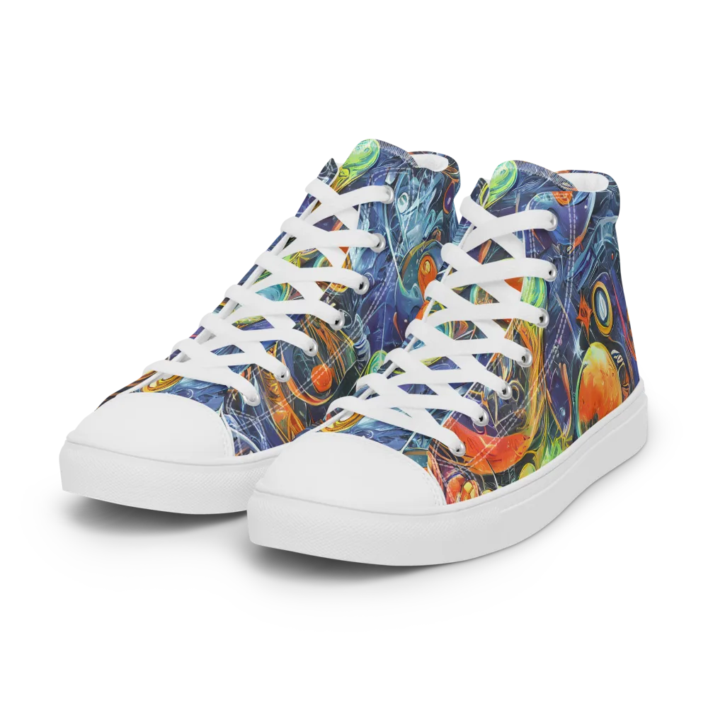 Bluefire Abyss on Women's High Top Canvas Shoes — Left Front
