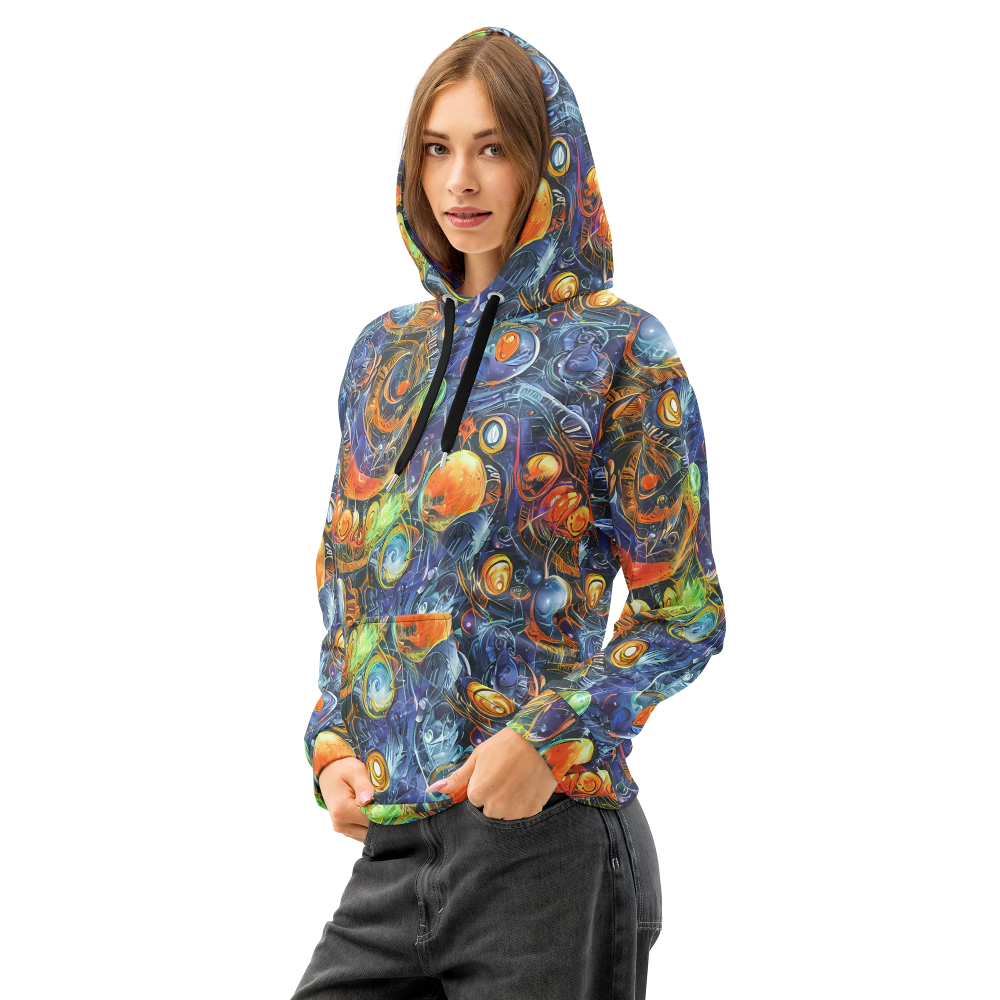 Bluefire Abyss on Cotton Hoodie — Left Front