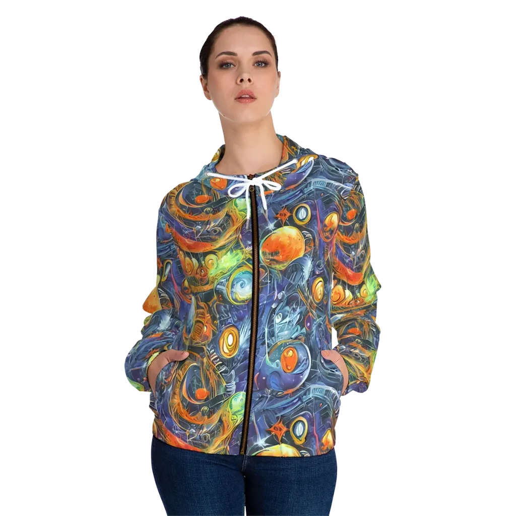 Bluefire Abyss on Women's Full-Zip Hoodie — Front On Person