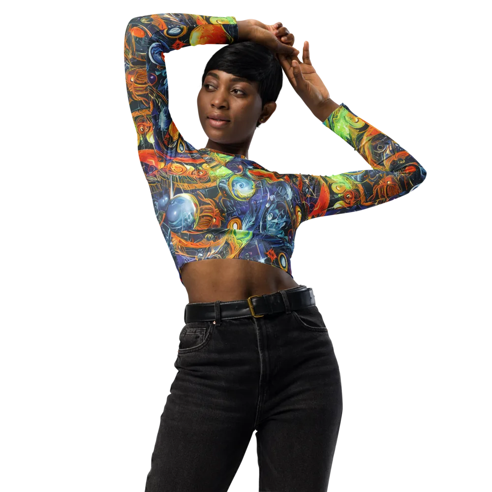 Bluefire Abyss on Long Sleeve Crop Top — Front