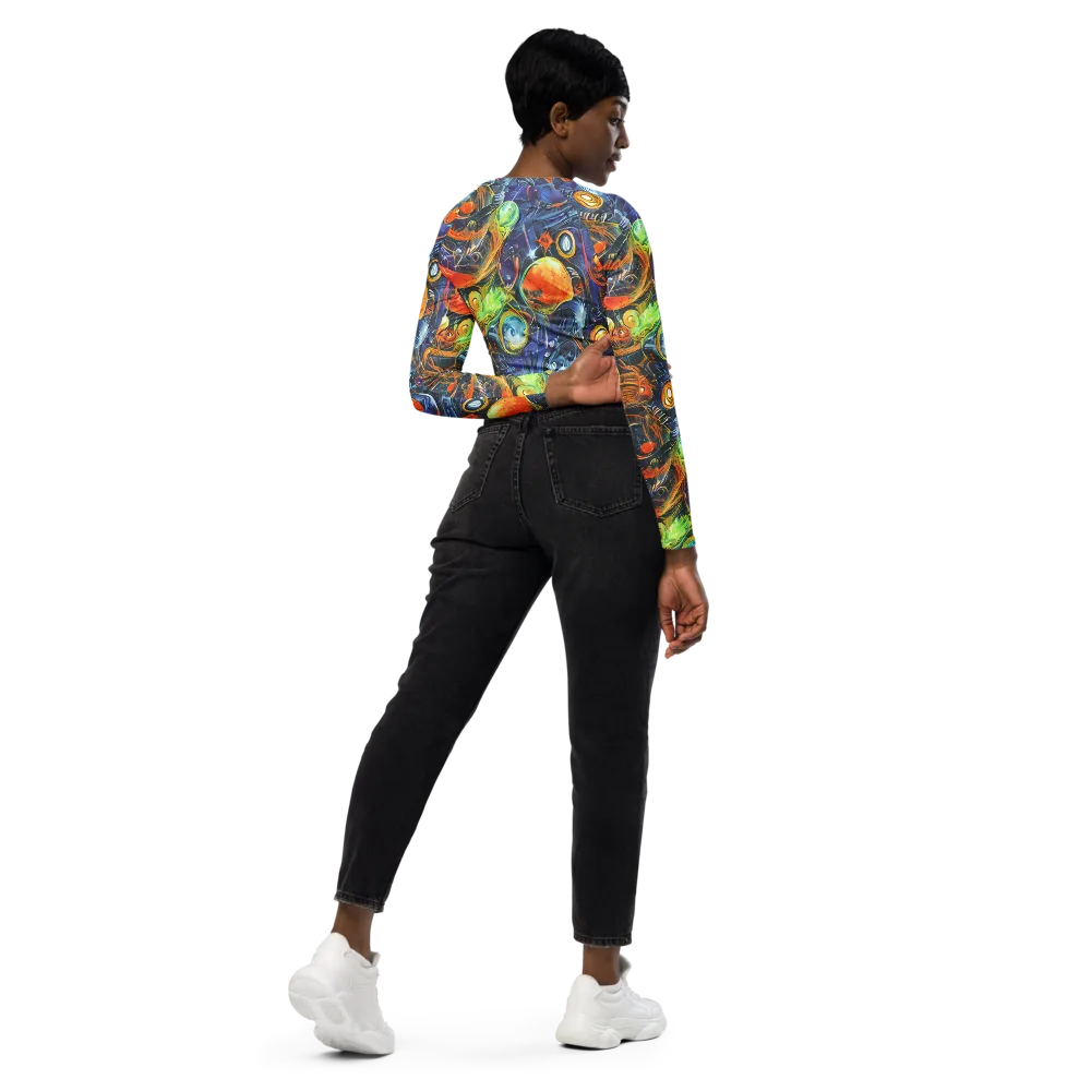 Bluefire Abyss on Long Sleeve Crop Top — Right Back