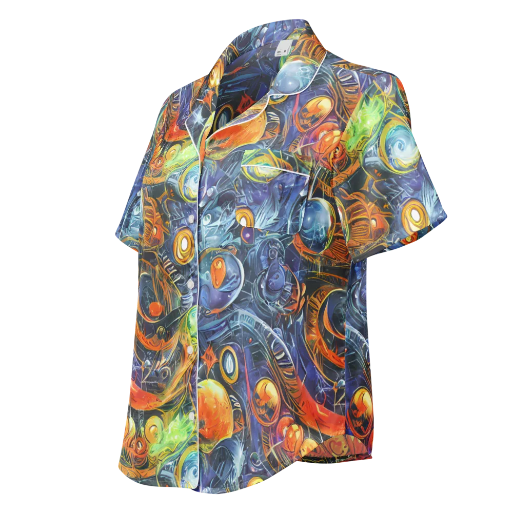 Bluefire Abyss on Women's Short Sleeve Pajama Top — Left Front