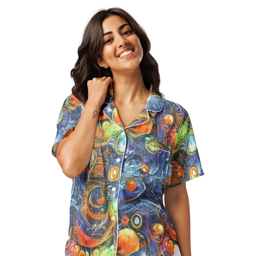 Bluefire Abyss on Women's Short Sleeve Pajama Top — Front