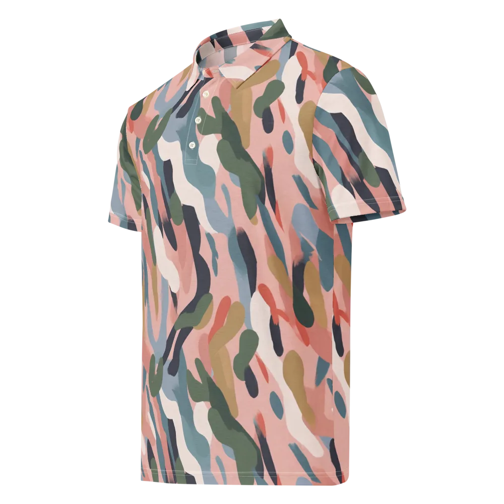 Blush Current on Men's Slim Fit Polo Shirt — Left Front