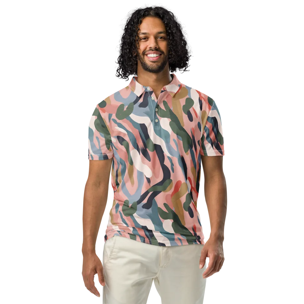 Blush Current on Men's Slim Fit Polo Shirt — Front