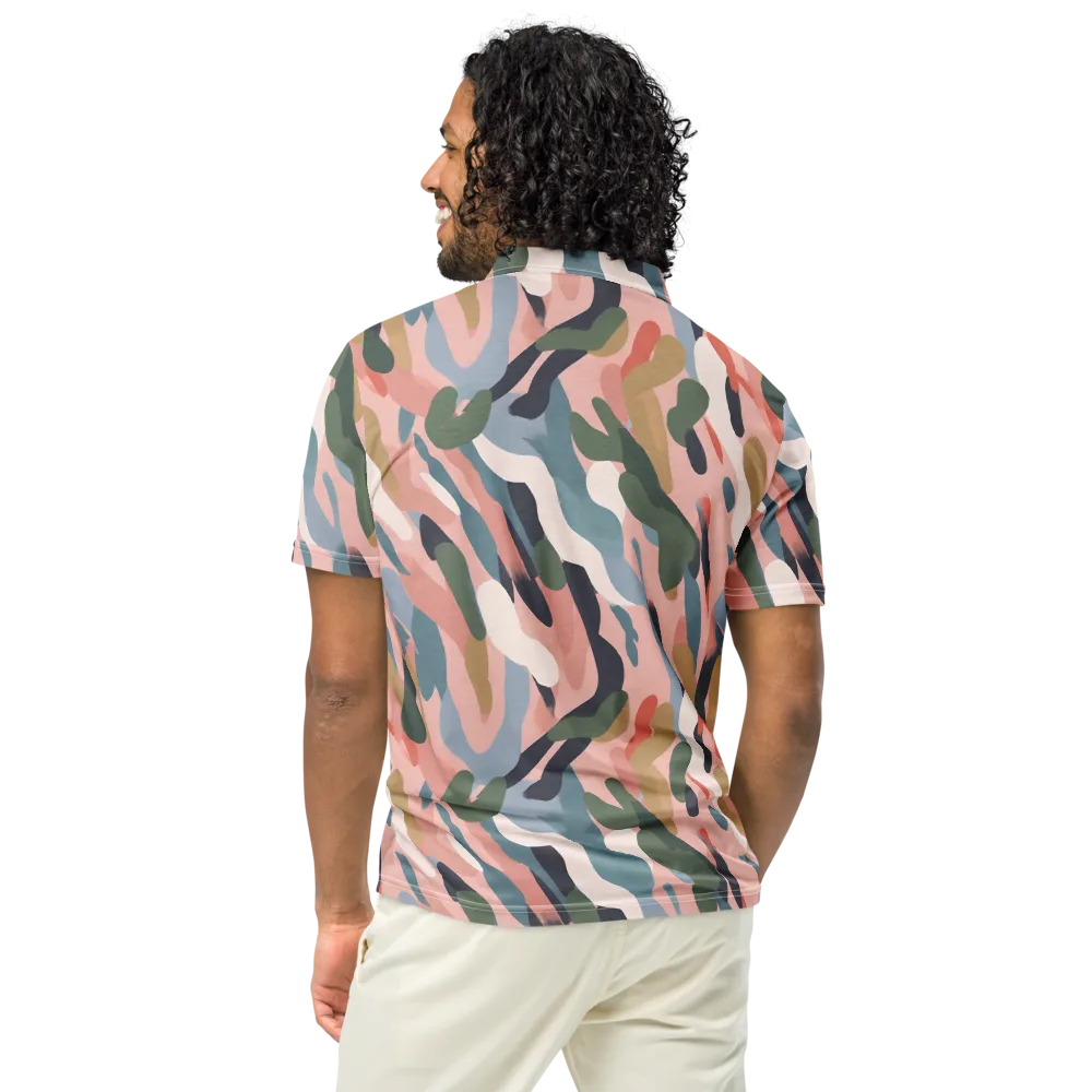 Blush Current on Men's Slim Fit Polo Shirt — Back