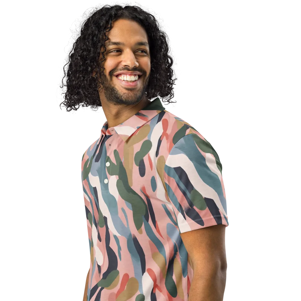 Blush Current on Men's Slim Fit Polo Shirt — Left Front