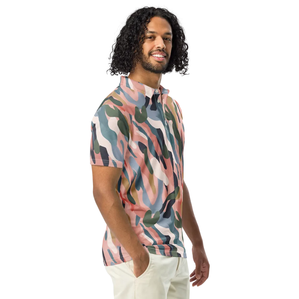 Blush Current on Men's Slim Fit Polo Shirt — Right Front