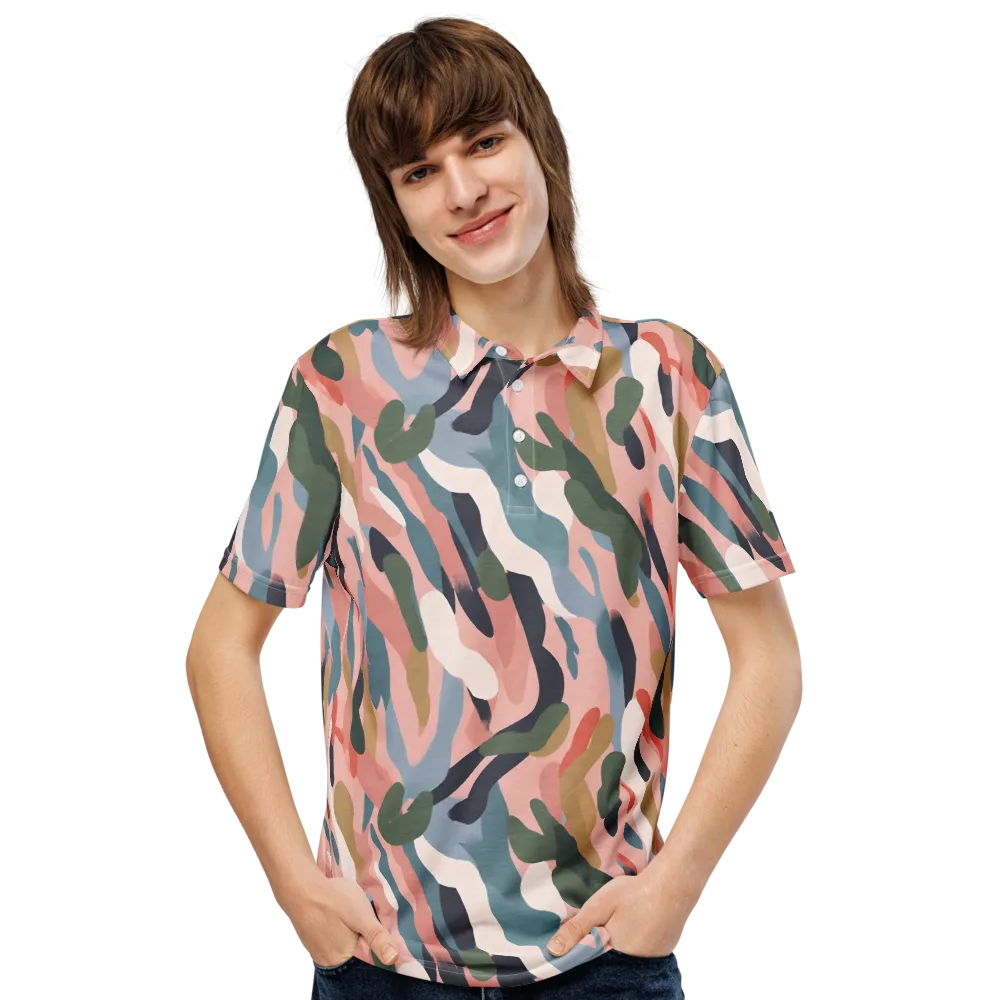 Blush Current on Men's Slim Fit Polo Shirt — Front