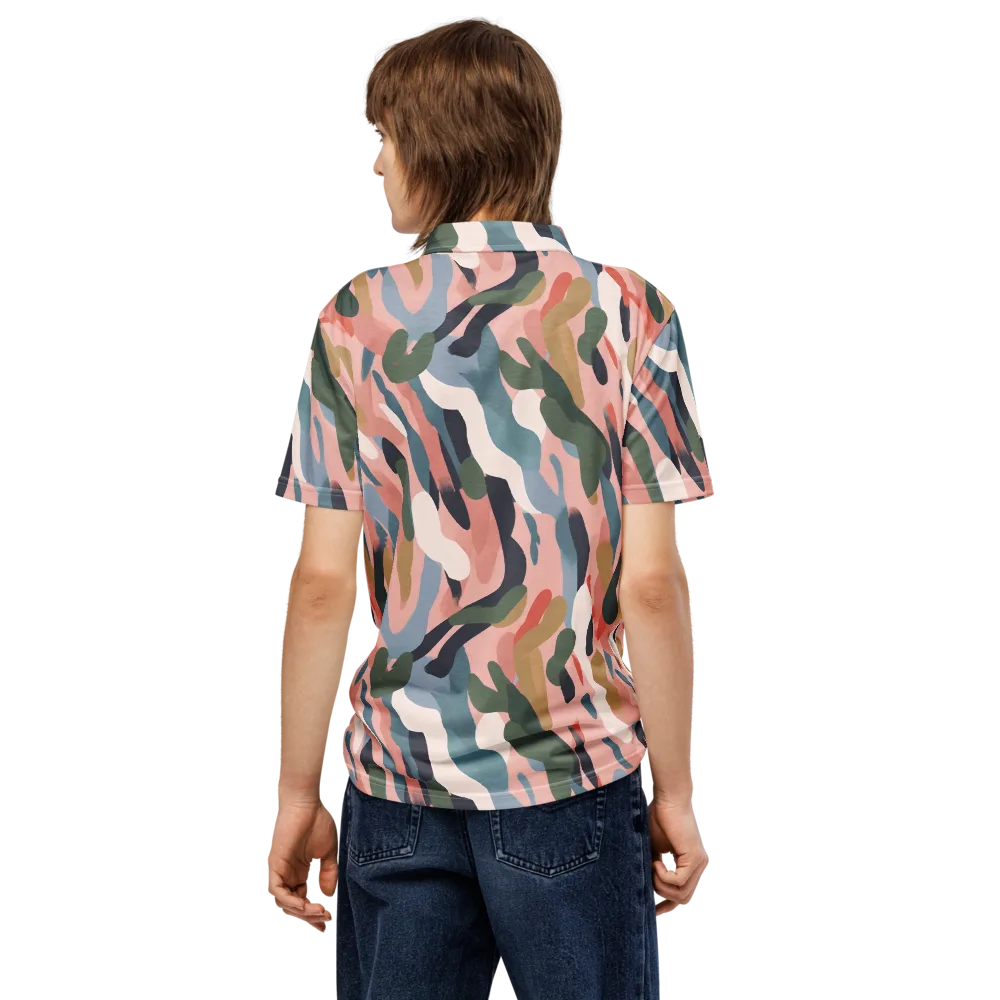 Blush Current on Men's Slim Fit Polo Shirt — Back