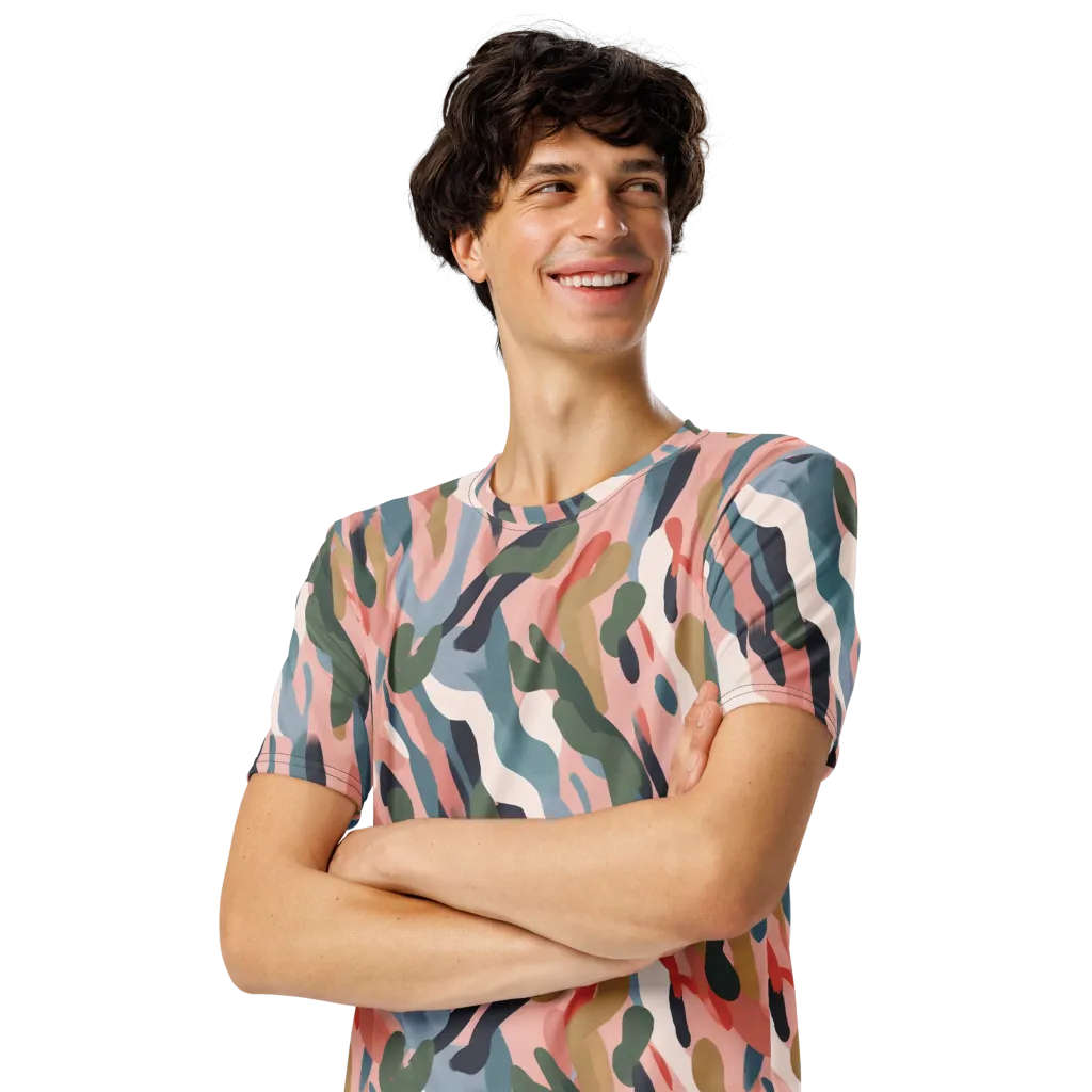 Blush Current on Men's Crew Neck T-Shirt — Left Front